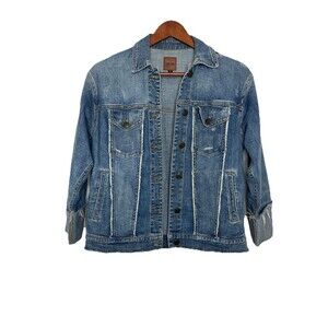Joes Jeans Women's XS Blue Jean Denim Jacket Distressed Cuffed Sleeve